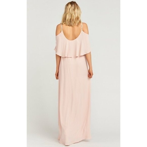 Show Me Your Mumu Caitlin Ruffle Maxi Dress in Dusty Blush Crisp Size L NWT - Picture 3 of 8